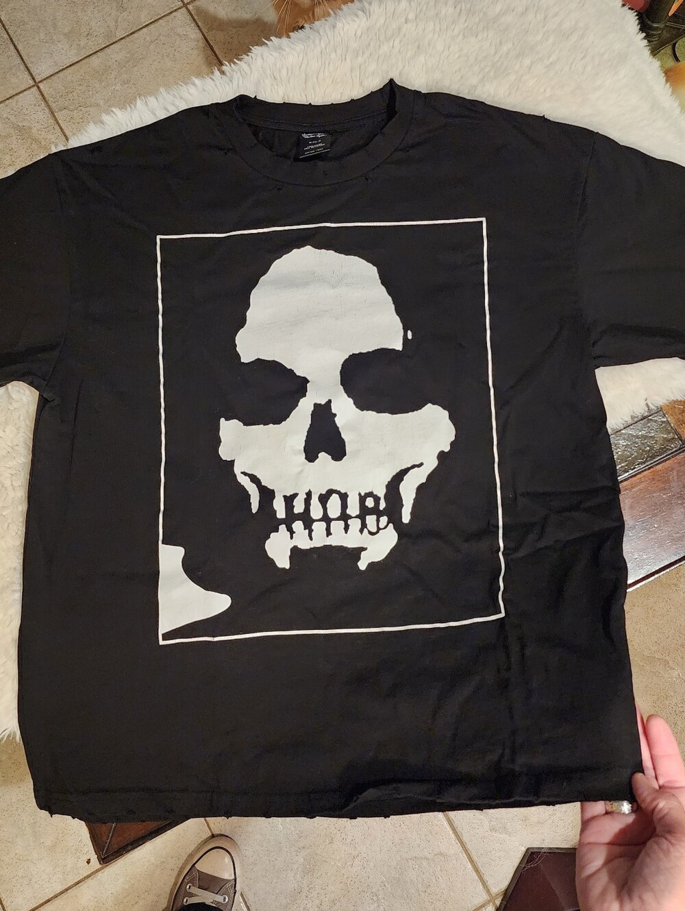 Men's Number (N)ine Distressed Skull T-Shirt- Size 2